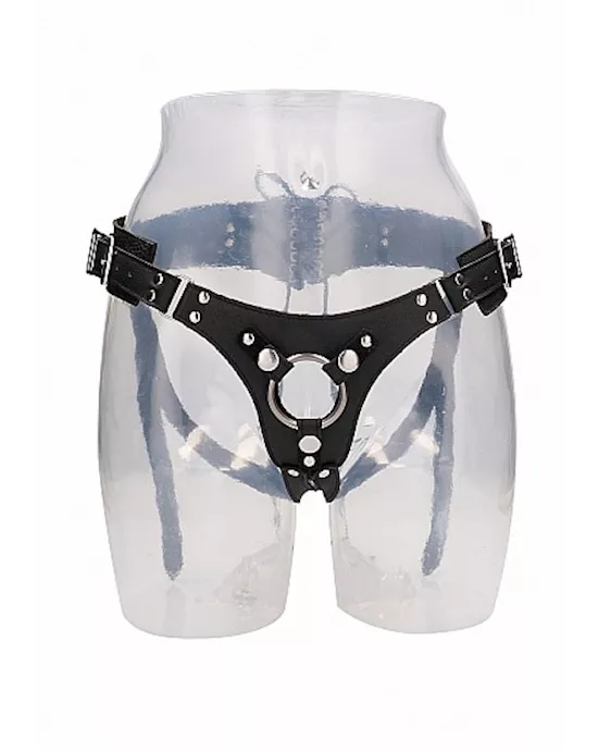 Leather Strap-on Harness- Black