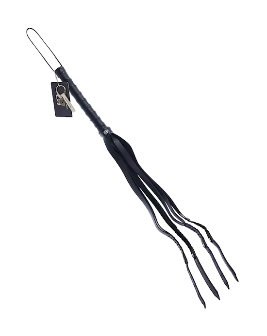 Bound X Spiked Leather Flogger with Braid Detail