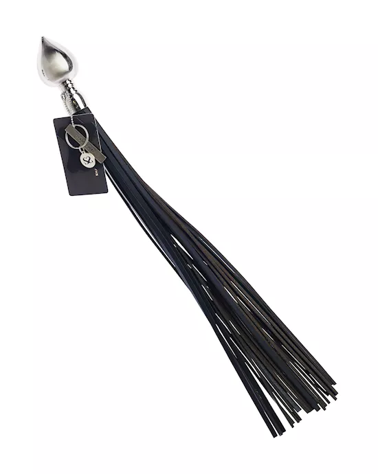 Bound X Saddle Leather Flogger with Tapered Metal Handle