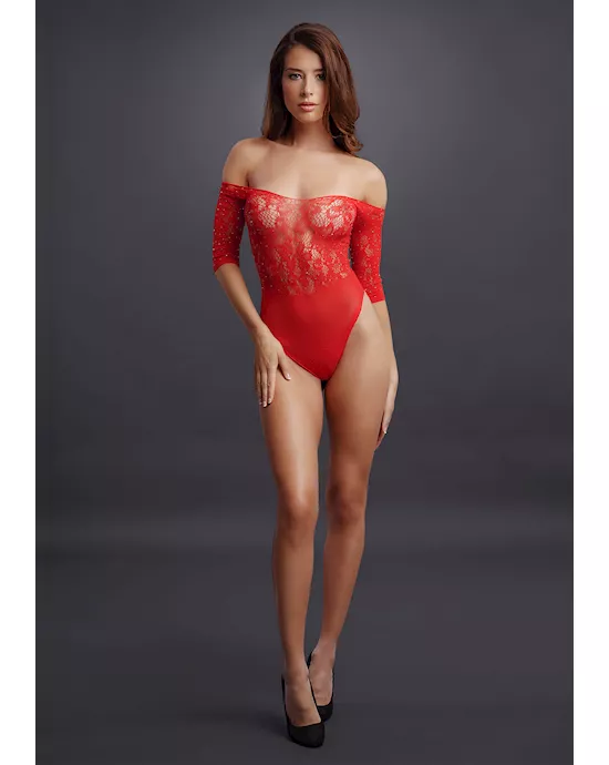 Crotchless Rhinestone Teddy  