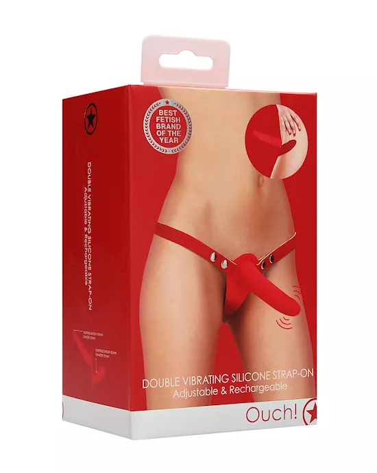 Double Vibrating Silicone Strap-On - Adjustable