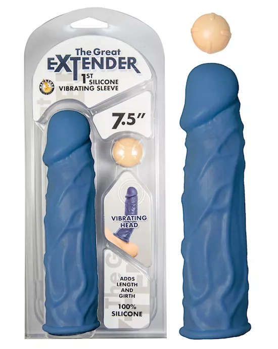THE GREAT EXTENDER SILICONE VIBRATING SLEEVE - 7.5 Inch