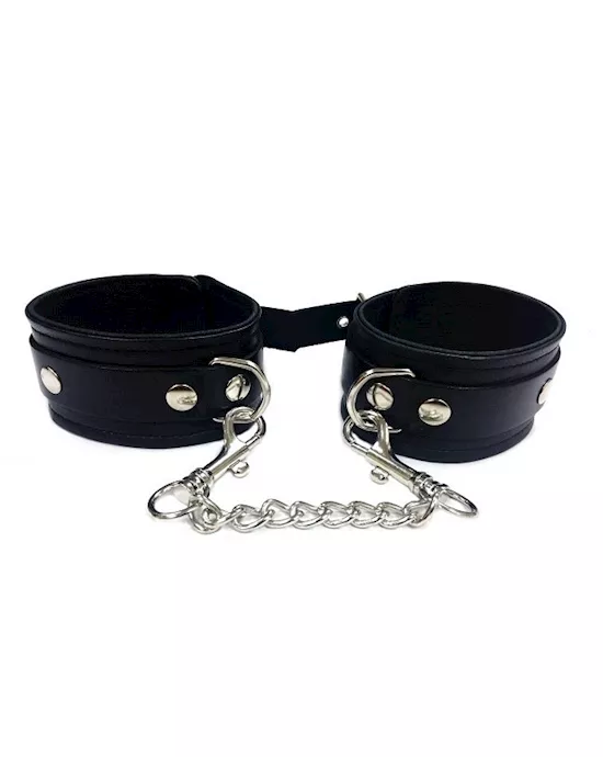 Rouge Plain Leather Ankle Cuffs