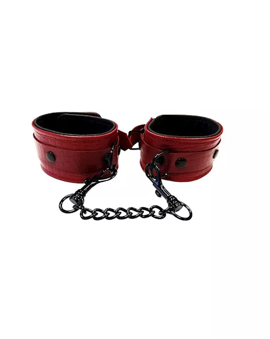 Rouge Plain Leather Wrist Cuffs