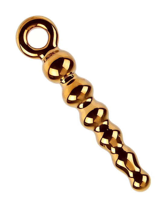 Lucent Golden Glass Curved Anal Beads