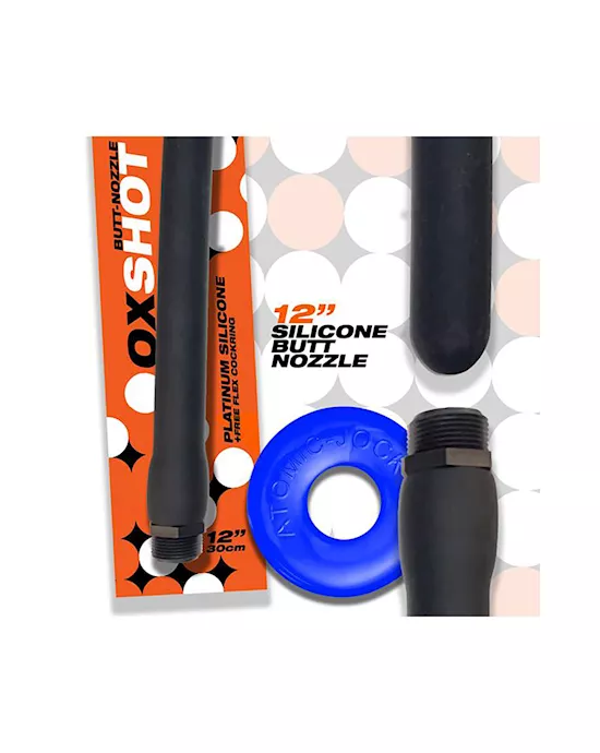 Oxshot Butt-Nozzle Shower Hose 12 Inch Plus Flex Cockring
