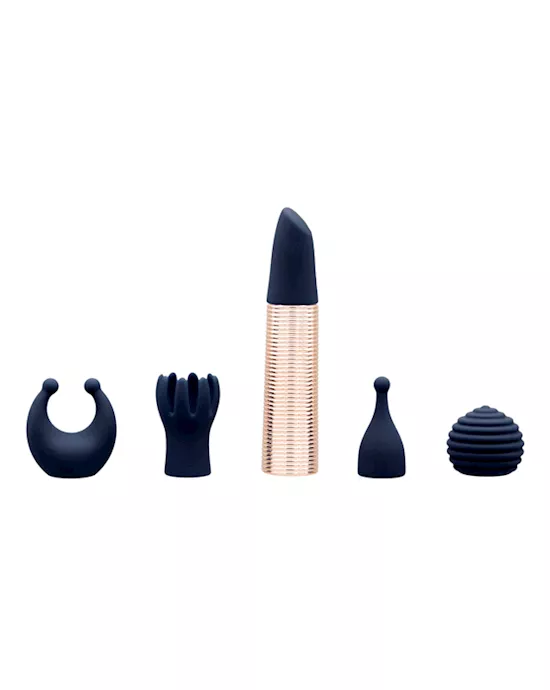 Pillow Talk Secrets Choices - 6 Piece Set Navy Blue and Rose Gold