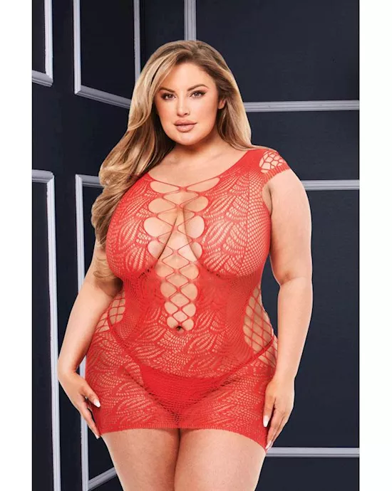 Baci Corset Front Lace Mini Dress - Red - OS Queen