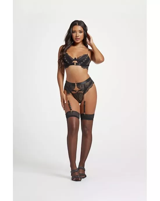 Unchained Love Three Piece Bra Set STM-11546-Black-XL