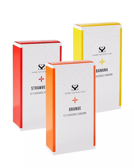 Share Satisfaction Fruit Flavoured Condoms - 3 x 12 Pack