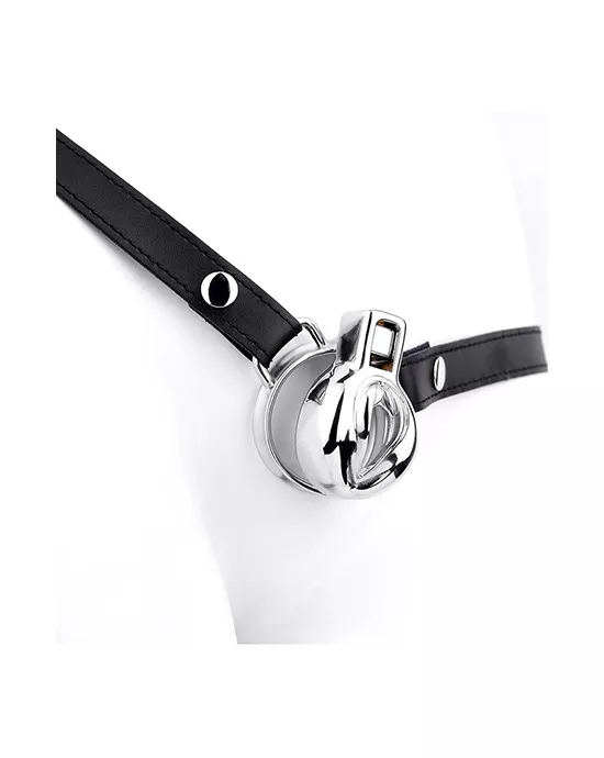 Imprisoned Sissy Stainless Steel Chastity Cage with Belt
