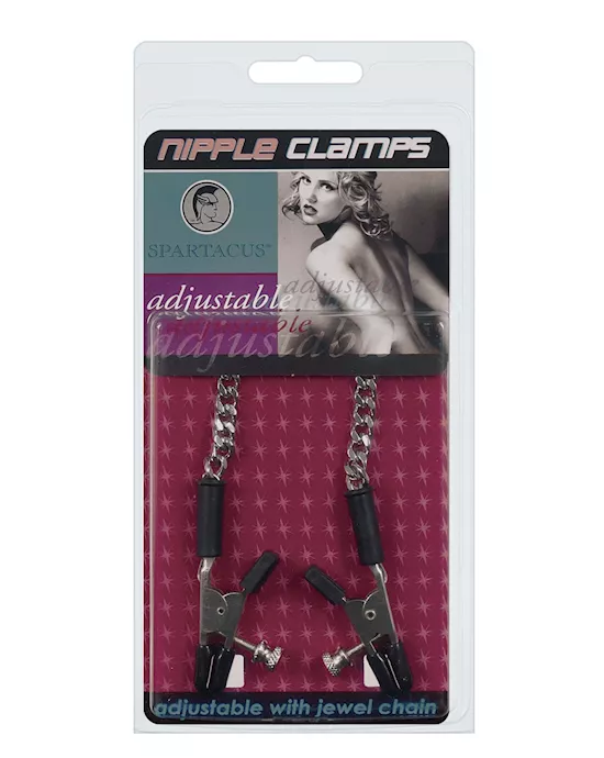 Spartacus Adjustable Alligator Nipple Clamps W/silver Chain