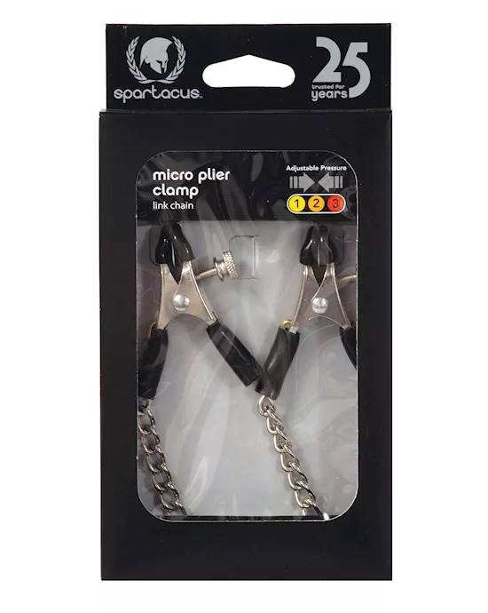 Spartacus Adjustable Micro Plier Nipple Clamps W/link Chain
