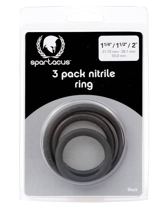Spartacus Nitrile Cock  Ring Set  Black Pack of 3