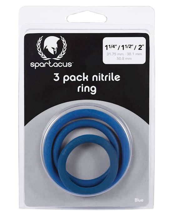 Spartacus Nitrile Cock Ring Set  Blue Pack of 3