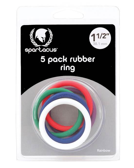 Spartacus 15quot Rubber Cock Ring Set  Rainbow Pack of 5