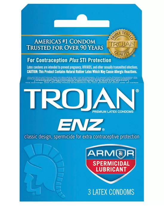 Trojan Enz Spermicidal Lubricated Condoms - Box of 3
