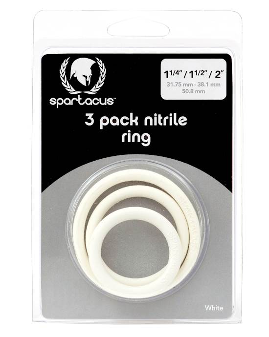 Spartacus Nitrile Cock  Ring Set  White Pack of 3