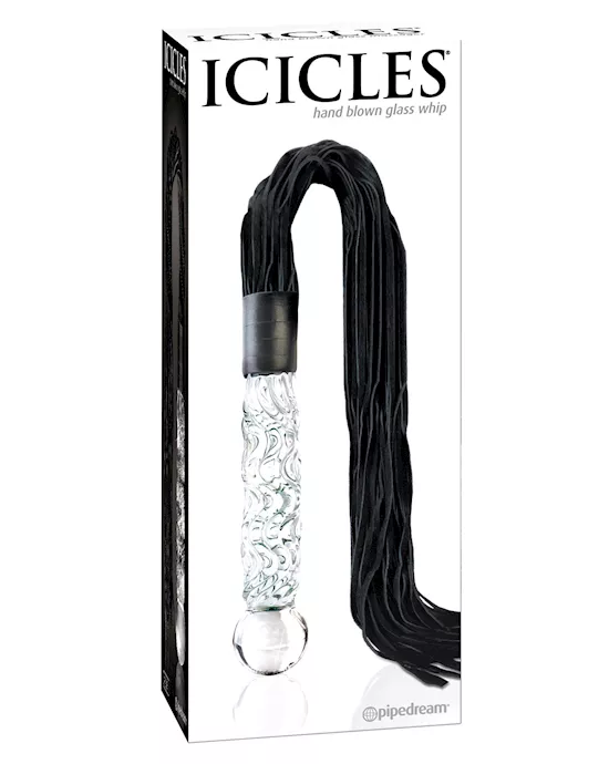 Icicles No. 38 Hand Blown Glass Handled Whip - Clear