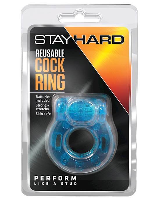Blush Stay Hard Vibrating Reusable Cock Ring  Blue