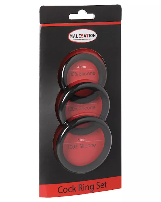MALESATION Cock Ring Set - Pack of 3 Black