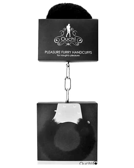 Shots Ouch Furry Pleasure Handcuffs - Black