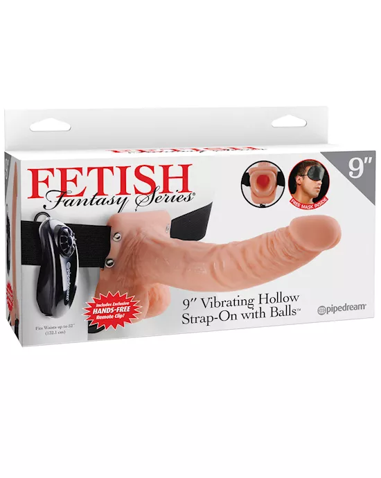 Fetish Fantasy Series 9" Vibrating Hollow Strap On W/balls - Flesh