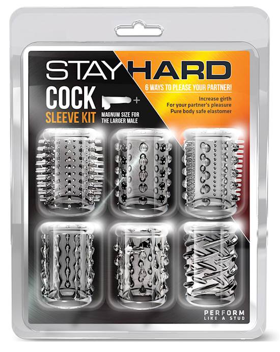 Blush Stay Hard Cock Sleeve Kit  Clear Box of 6