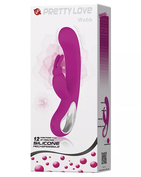 Pretty Love Webb Bunny Ears Rabbit w/Handle 12 Function - Fuchsia
