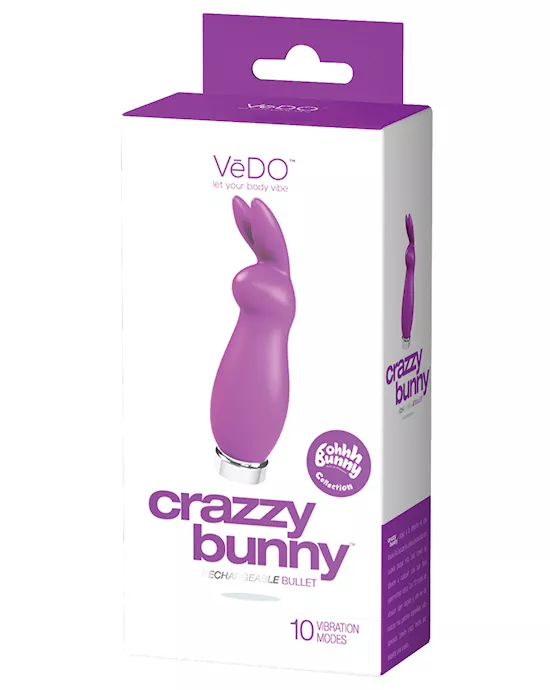 Vedo Crazzy Bunny Rechargeable Bullet - Perfectly Purple