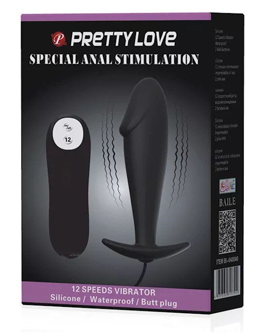 Pretty Love Vibrating Penis Shaped Butt Plug - Black