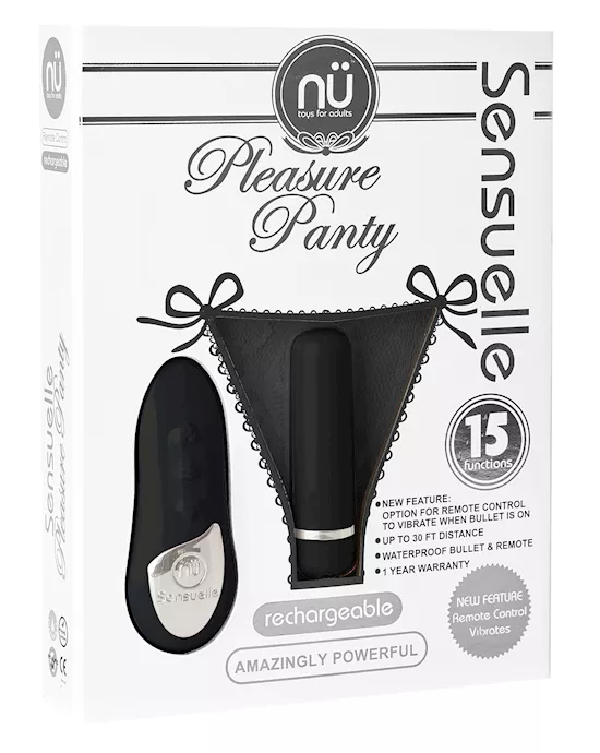 Nu Sensuelle Pleasure Panty Bullet W/remote Control 15 Functions - Black