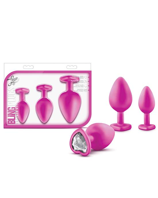 Blush Luxe Bling Plugs Training Kit  Pink wWhite Gems