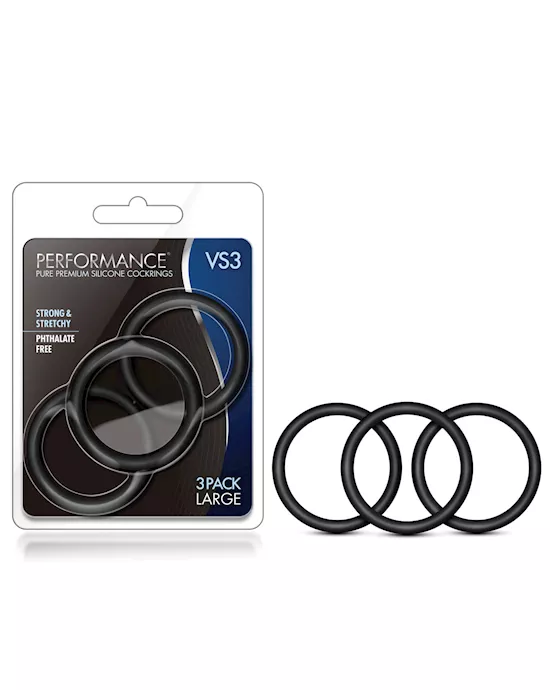 Blush Performance Vs3 Pure Premium Silicone Cockrings Large - Black