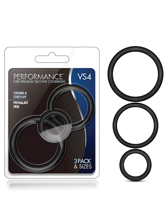 Blush Performance VS4 Pure Premium Silicone Cockring Set  Black