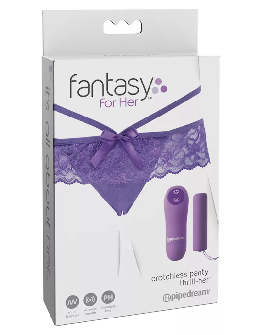 Fantasy For Her Crotchless Panty Thrill Her - Purple