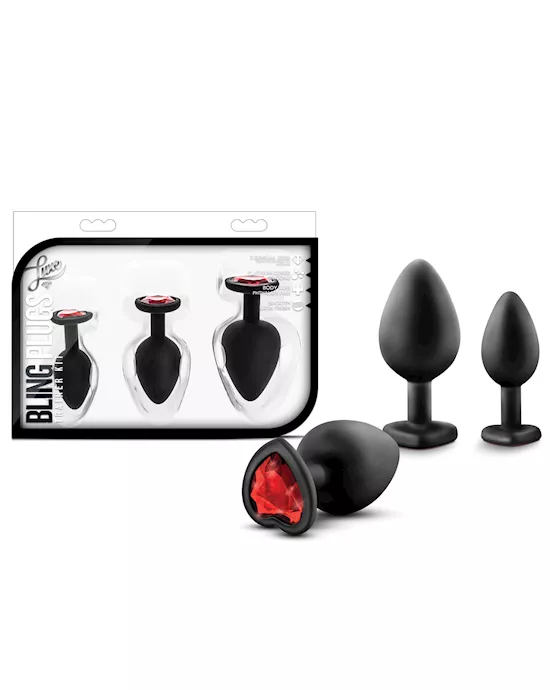 Blush Luxe Bling Plugs Training Kit - Black W/red Gems