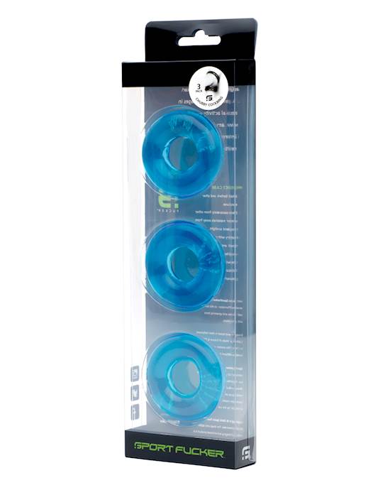 Sport Fucker Chubby Cockring Pack of 3  Ice Blue