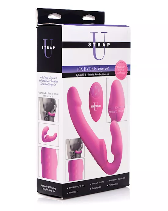 Strap U Evoke Ergo Fit Strapless Strap On Dildo w/Remote - Pink