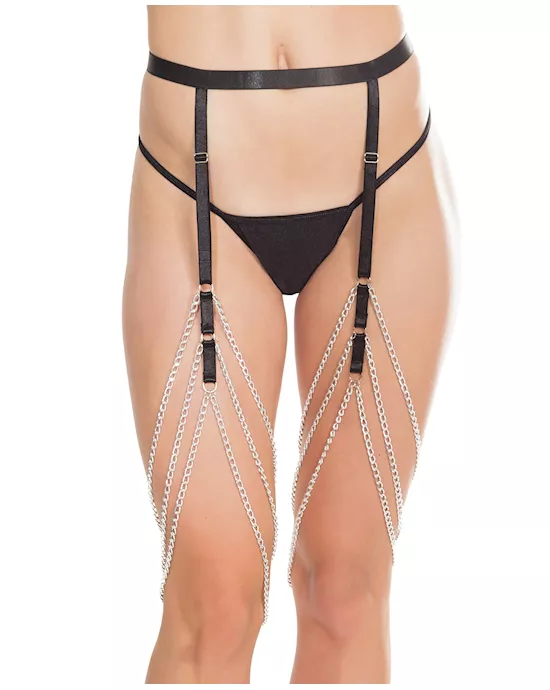 Coquette Darque Elastic & Chain Garterbelt BK O/S