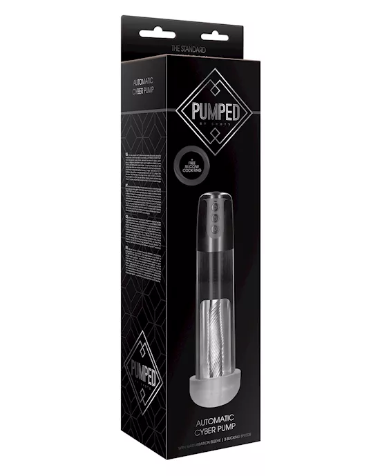 Shots Pumped Automatic Cyber Pump Masturbation Sleeve w/Free Silicone Cock Ring - Clear