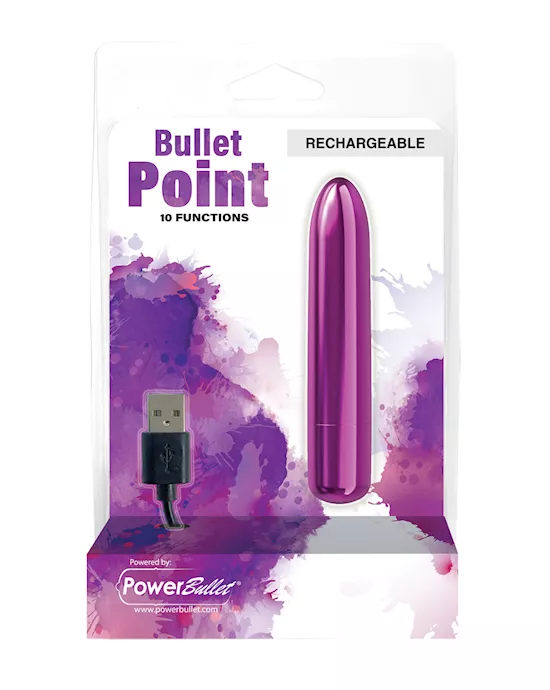 Bullet Point Rechargeable Bullet - 10 Functions Purple