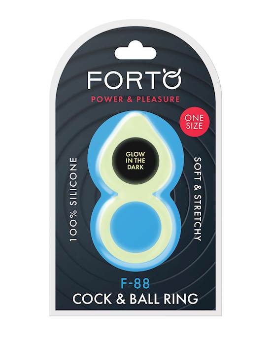 Forto F88 Double Ring Liquid Silicone Cock Ring  Glow in the Dark