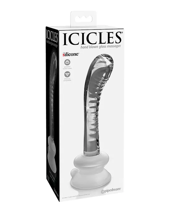 Icicles No. 88 Hand Blown Glass G-Spot Massager w/Suction Cup -  Clear