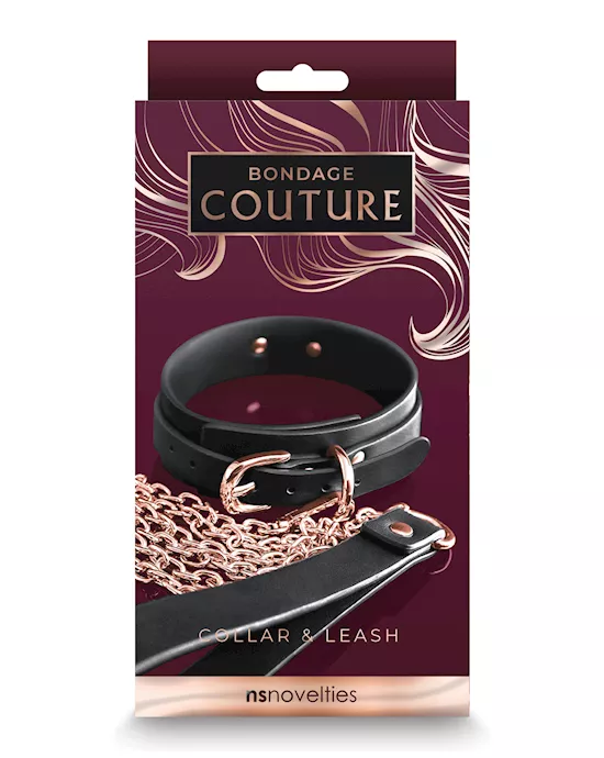 Bondage Couture Collar & Leash - Black