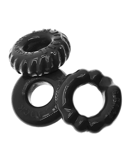 Oxballs Bonemaker 3 Pack Cockring Kit - Black