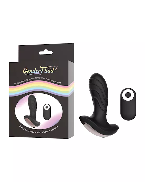 Gender Fluid Buzz Anal Vibe w/Remote - Black