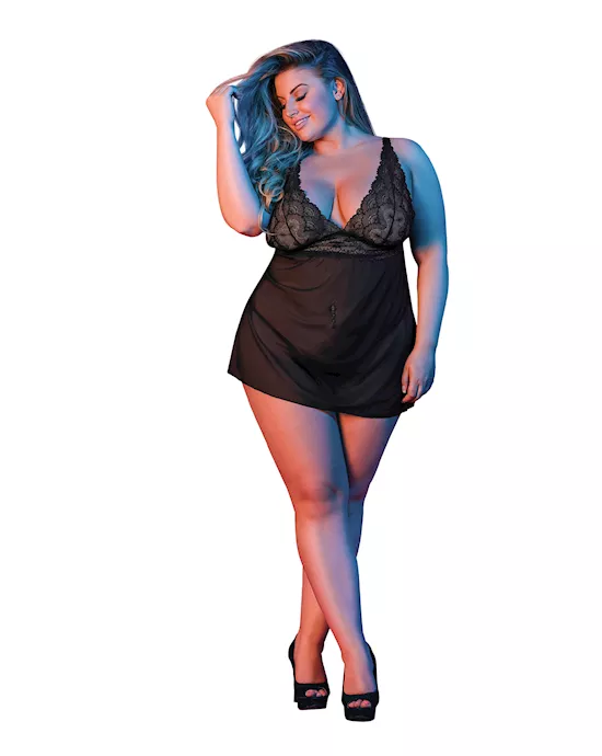 Sexy Time Zoey Babydoll w/Flyaway Back Black QN