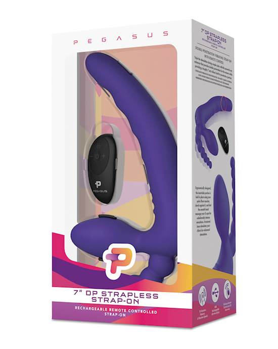 Pegasus 7quot Strapless Strap On wRemote  Purple