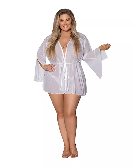 Modern Romance Flowing Short Robe White 2X
